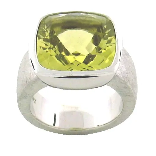 Rings William James William and James Sterling Silver Cushion Large Lemon Topaz Scratch Ring Rings William James William and James Sterling Silver Cushion Large Lemon Topaz Scratch Ring