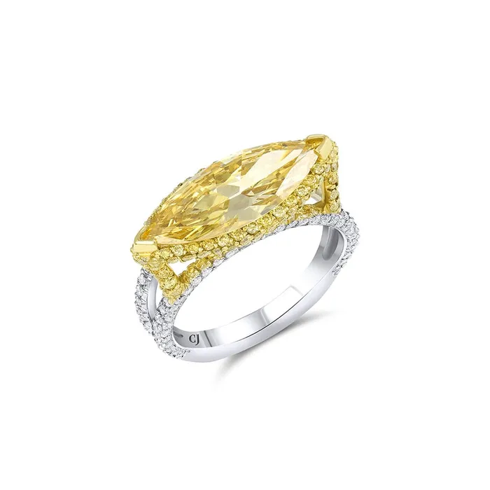 Rivire 18k Yellow Gold Platinum 2ct Fancy Intense Yellow Marquise Diamond Ring GIA Certified CJ Charles Jewelers Rings Rivire 18k Yellow Gold Platinum 2ct Fancy Intense Yellow Marquise Diamond Ring GIA Certified CJ Charles Jewelers Rings