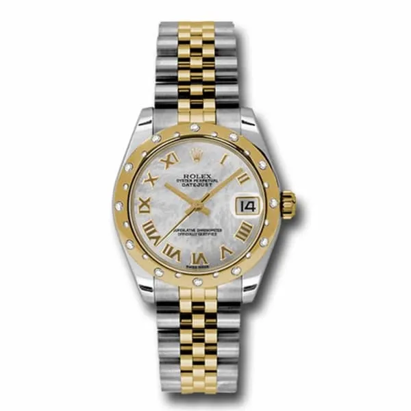 Rolex Bracelets Rolex Datejust 31mm Ref 178343 mrj White Mother of Pearl Roman Dial Diamond Bezel Two Tone Stainless Steel 18K Yellow Gold Jubilee Bracelet Womens Watch Rolex Bracelets Rolex Datejust 31mm Ref 178343 mrj White Mother of Pearl Roman Dial Diamond Bezel Two Tone Stainless Steel 18K Yellow Gold Jubilee Bracelet Womens Watch