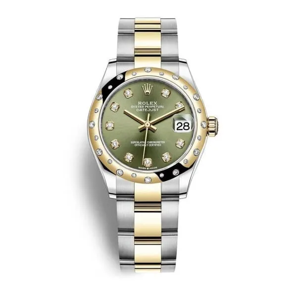 Rolex Bracelets Rolex Datejust 31mm Ref 278343rbr0029 Olive Green Diamond Dial Diamond Bezel Two Tone Stainless Steel 18K Yellow Gold Oyster Bracelet Womens Watch Rolex Bracelets Rolex Datejust 31mm Ref 278343rbr0029 Olive Green Diamond Dial Diamond Bezel Two Tone Stainless Steel 18K Yellow Gold Oyster Bracelet Womens Watch