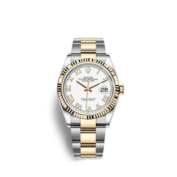Rolex Bracelets Rolex Datejust 36mm Ref 1262330030 White Roman Dial Two Tone Stainless Steel 18K Yellow Gold Oyster Bracelet Watch Rolex Bracelets Rolex Datejust 36mm Ref 1262330030 White Roman Dial Two Tone Stainless Steel 18K Yellow Gold Oyster Bracelet Watch