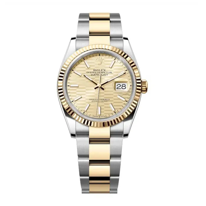 Rolex Bracelets Rolex Datejust 36mm Ref 1262330040 Golden Fluted Motif Dial Two Tone Stainless Steel 18K Yellow Gold Oyster Bracelet Watch Rolex Bracelets Rolex Datejust 36mm Ref 1262330040 Golden Fluted Motif Dial Two Tone Stainless Steel 18K Yellow Gold Oyster Bracelet Watch