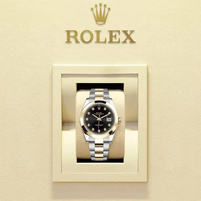 Rolex Bracelets Rolex Datejust 41mm Ref 1263030005 Black Diamond Dial Two Tone Stainless Steel 18K Yellow Gold Oyster Bracelet Mens Watch