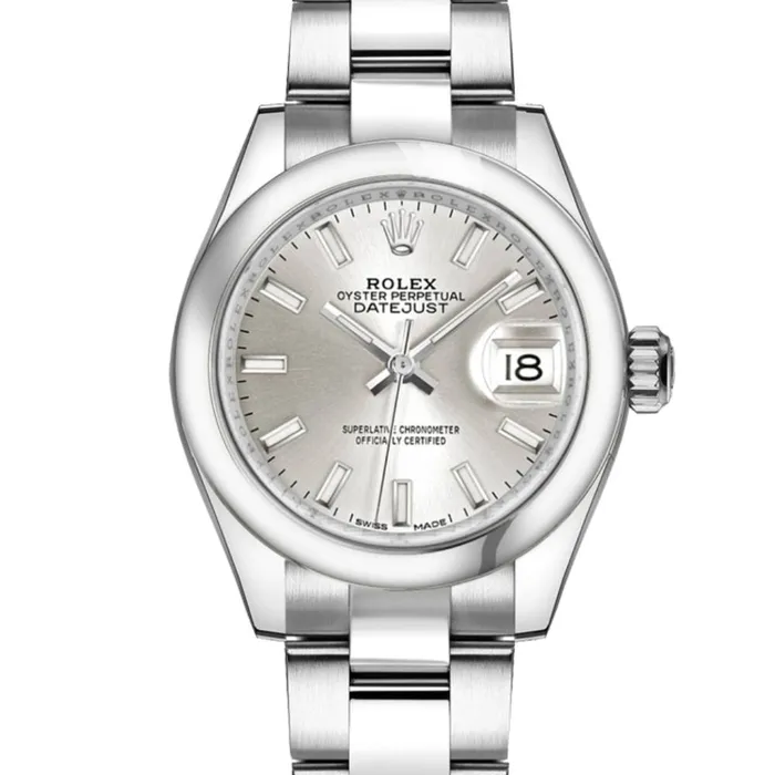 Rolex Bracelets Rolex LadyDatejust 28mm Ref 2791600006 Silver Stick Dial Stainless Steel Oyster Bracelet Womens Watch