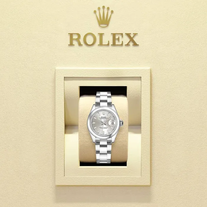 Rolex Bracelets Rolex LadyDatejust 28mm Ref 2791600006 Silver Stick Dial Stainless Steel Oyster Bracelet Womens Watch