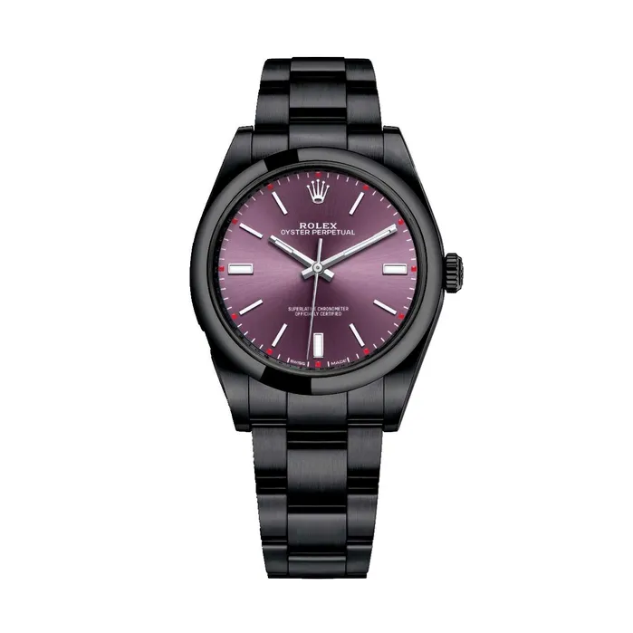 Rolex Bracelets Rolex Oyster Perpetual 39mm Ref 1143000002pvd2 Red Grape Stick Dial Black PVD Stainless Steel Oyster Bracelet Watch Rolex Bracelets Rolex Oyster Perpetual 39mm Ref 1143000002pvd2 Red Grape Stick Dial Black PVD Stainless Steel Oyster Bracelet Watch
