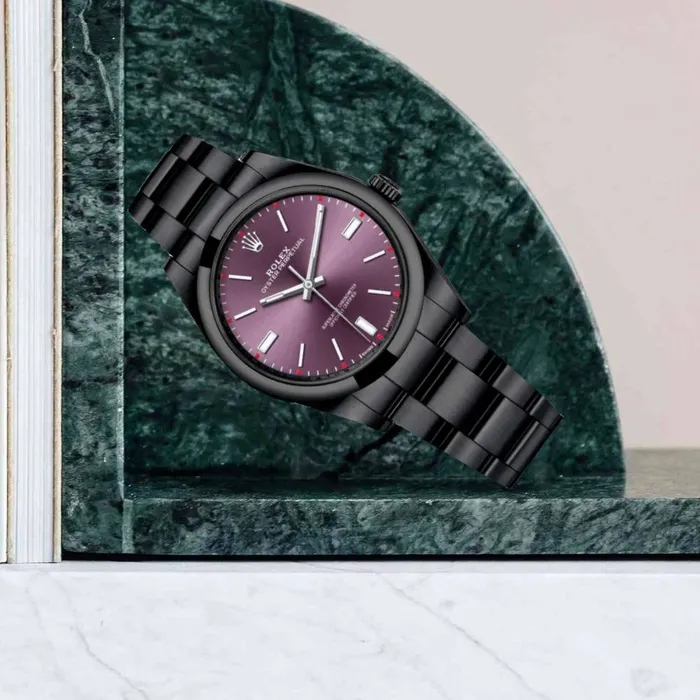 Rolex Bracelets Rolex Oyster Perpetual 39mm Ref 1143000002pvd2 Red Grape Stick Dial Black PVD Stainless Steel Oyster Bracelet Watch Rolex Bracelets Rolex Oyster Perpetual 39mm Ref 1143000002pvd2 Red Grape Stick Dial Black PVD Stainless Steel Oyster Bracelet Watch