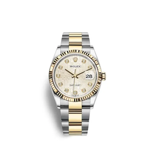 Rolex Datejust 36mm Ref 1262330028 Silver Jubilee Diamond Dial Two Tone Stainless Steel 18K Yellow Gold Oyster Bracelet Watch Rolex Bracelets Rolex Datejust 36mm Ref 1262330028 Silver Jubilee Diamond Dial Two Tone Stainless Steel 18K Yellow Gold Oyster Bracelet Watch Rolex Bracelets