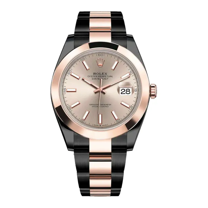 Rolex Datejust 41mm Ref 1263010009 PVD Sundust Stick Dial Two Tone Black PVD 18K Rose Gold Oyster Bracelet Mens Watch Rolex Bracelets Rolex Datejust 41mm Ref 1263010009 PVD Sundust Stick Dial Two Tone Black PVD 18K Rose Gold Oyster Bracelet Mens Watch Rolex Bracelets