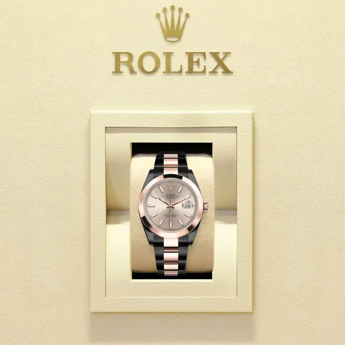 Rolex Datejust 41mm Ref 1263010009 PVD Sundust Stick Dial Two Tone Black PVD 18K Rose Gold Oyster Bracelet Mens Watch Rolex Bracelets