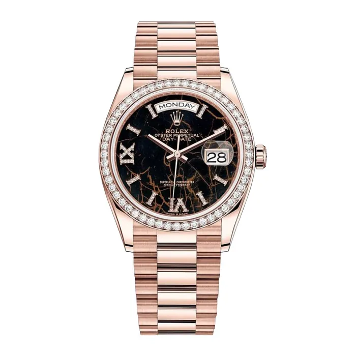 Rolex Day Date 36mm Ref 128345rbr0044 Eisenkiesel Diamond Dial Diamond Bezel 18K Rose Gold President Bracelet Watch Rolex Bracelets Rolex Day Date 36mm Ref 128345rbr0044 Eisenkiesel Diamond Dial Diamond Bezel 18K Rose Gold President Bracelet Watch Rolex Bracelets