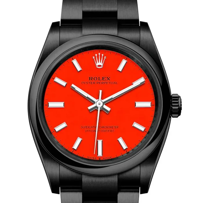Rolex Rolex Oyster Perpetual 31mm Black PVD Stainless steel bracelet Coral red dial Smooth bezel Ladies Watch 2772000008pvd2 Bracelets
