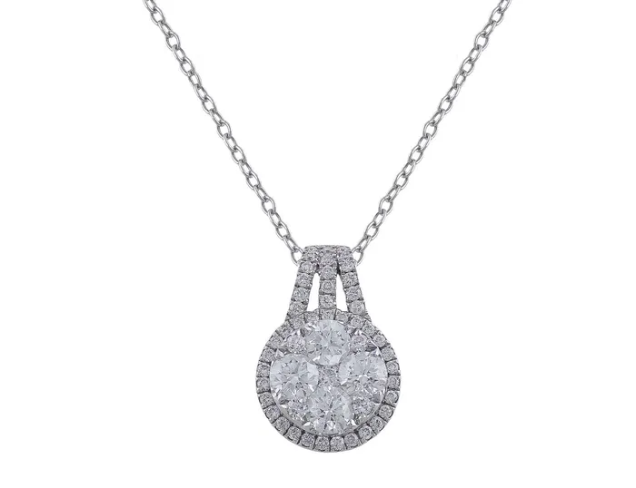 Round White Gold Diamond Pendant CJ Charles Jewelers Necklaces