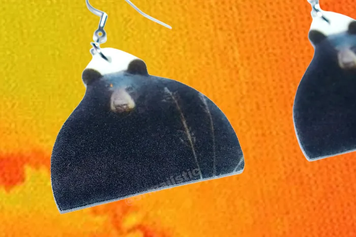 Sam Makes Things Earrings Large Round Bear Cute Handmade Earrings