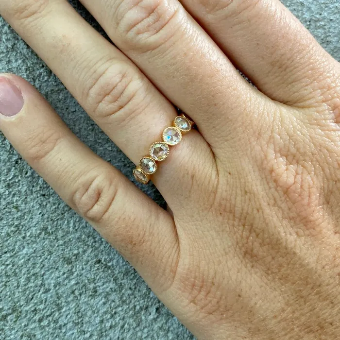 Single Stone Rings Single Stone 18K Rose Gold Large RoseCut Gabby Band