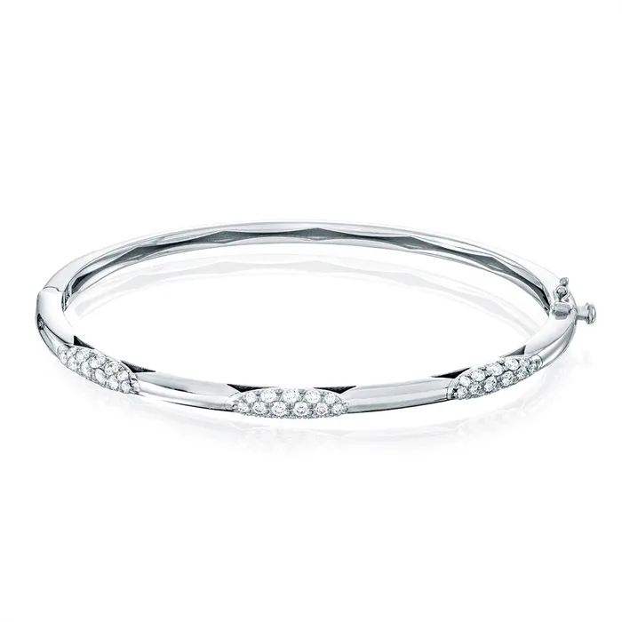 Tacori Bracelets Tacori 18K White Gold Diamond Crescent Bangle Bracelet