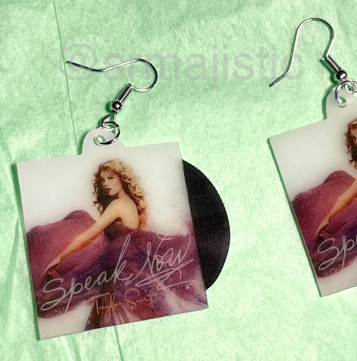 Taylor Swift Speak Now Vinyl Album Handmade Earrings Sam Makes Things Earrings