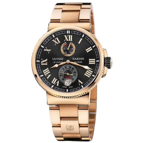 Ulysse Nardin Bracelets Ulysse Nardin Chronometer Marine 43mm Watch Ref 11861268M42 Black Roman Dial 18K Rose Gold Bracelet Ulysse Nardin Bracelets Ulysse Nardin Chronometer Marine 43mm Watch Ref 11861268M42 Black Roman Dial 18K Rose Gold Bracelet