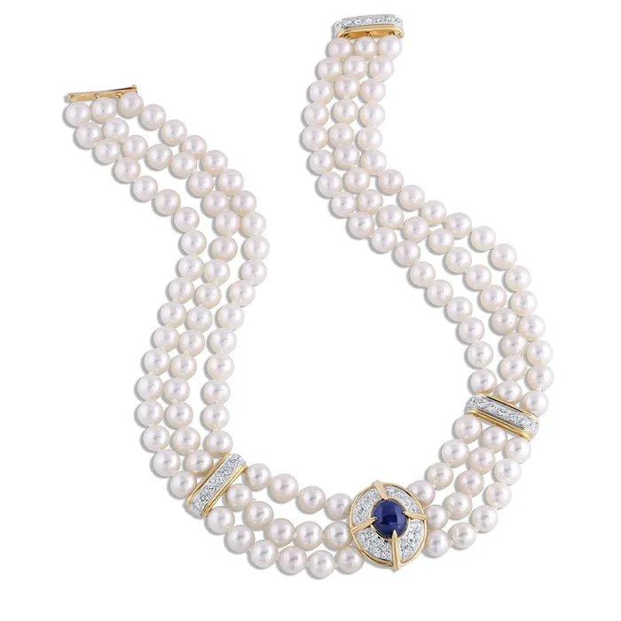 Van Cleef Arpels Van Cleef Arpels Platinum 18k Yellow Gold Sapphire Pearl Necklace Necklaces