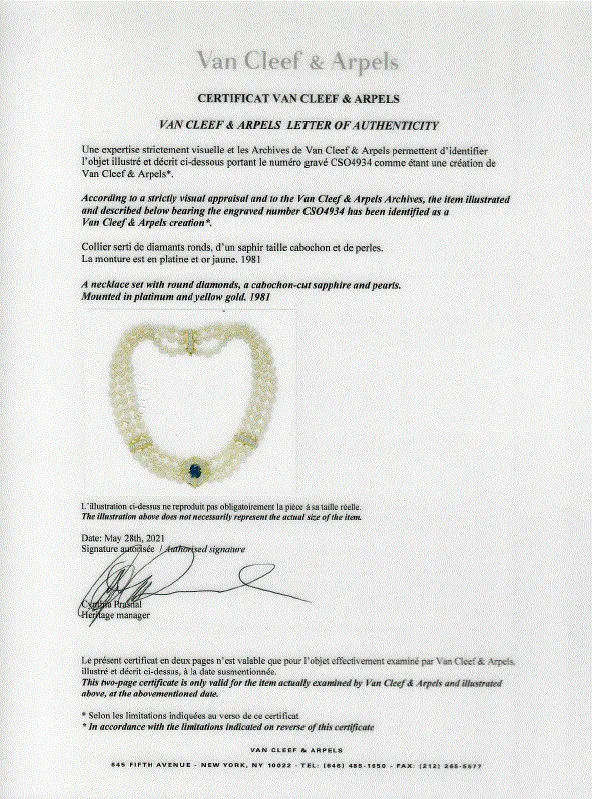 Van Cleef Arpels Van Cleef Arpels Platinum 18k Yellow Gold Sapphire Pearl Necklace Necklaces