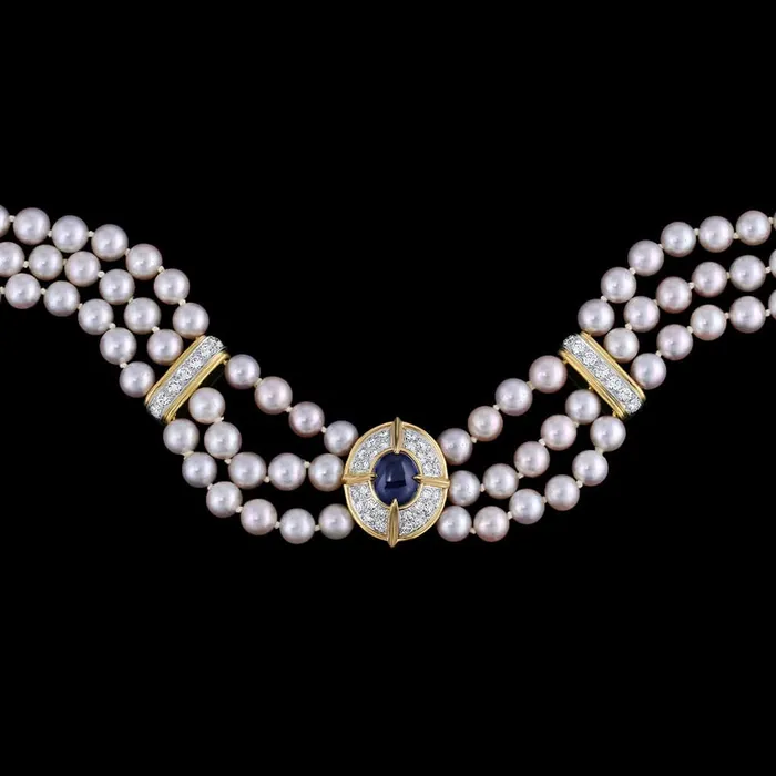 Van Cleef Arpels Van Cleef Arpels Platinum 18k Yellow Gold Sapphire Pearl Necklace Necklaces