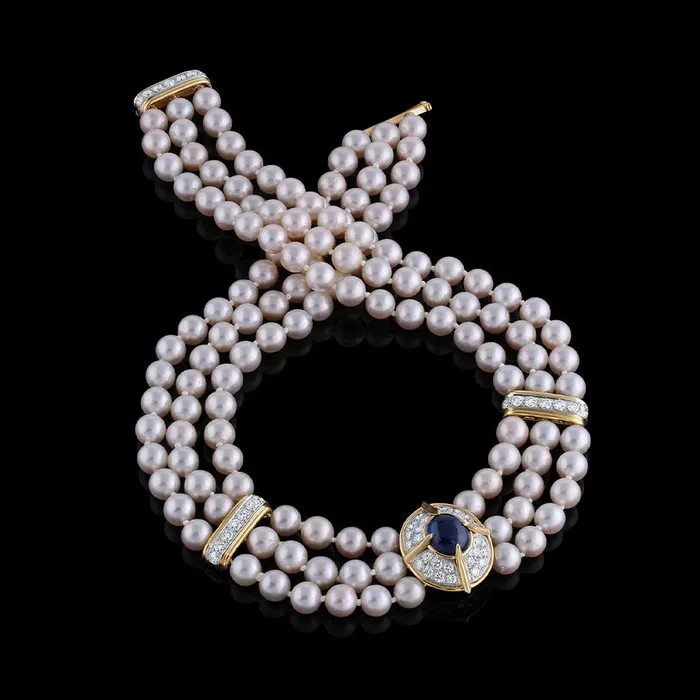 Van Cleef Arpels Van Cleef Arpels Platinum 18k Yellow Gold Sapphire Pearl Necklace Necklaces