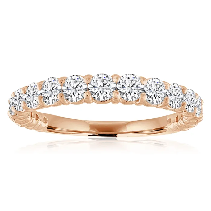 Wedding Bands Rings 14K Rose Gold Round Diamond Band