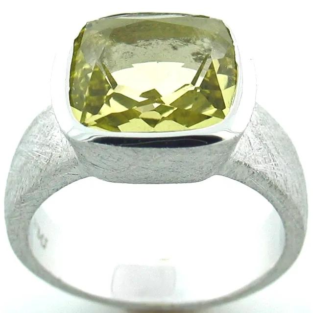 William and James Sterling Silver Cushion Lemon Quartz Scratch Ring William James Rings William and James Sterling Silver Cushion Lemon Quartz Scratch Ring William James Rings