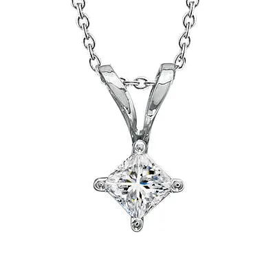 15 Ct Sparkling Princess Cut Natural Earth Mined Diamond Pendant Necklace Prong Set GB Necklaces