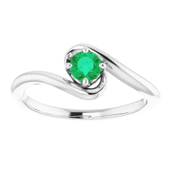 1 Carat Green Emerald Ring Freeform Shank Setting White Gold 14K GB Rings 1 Carat Green Emerald Ring Freeform Shank Setting White Gold 14K GB Rings