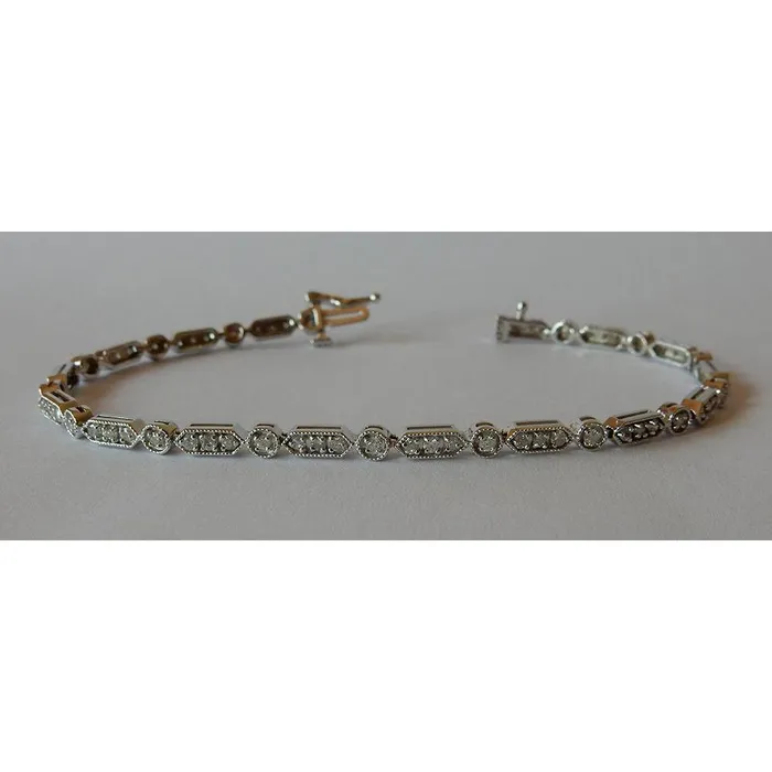 1 Carat Natural Earth Mined Diamond Bracelet White Gold 14K GB Bracelets 1 Carat Natural Earth Mined Diamond Bracelet White Gold 14K GB Bracelets