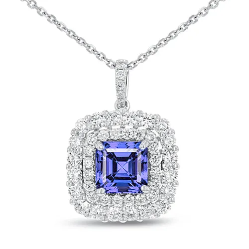 275 Carats Blue Tanzanite With Natural Earth Mined Diamonds Pendant Necklace Gold White GB Necklaces 275 Carats Blue Tanzanite With Natural Earth Mined Diamonds Pendant Necklace Gold White GB Necklaces