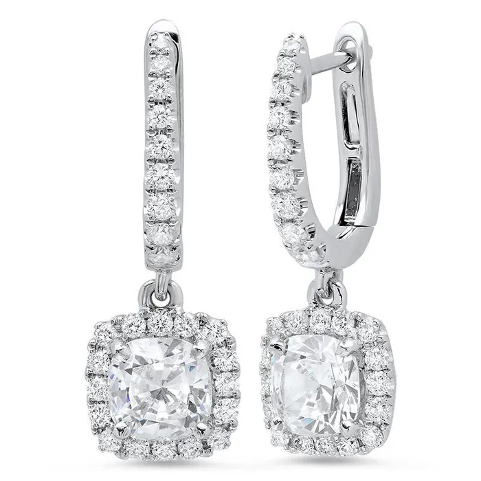 350 Carats Jewelry Cushion And Round Halo Natural Earth Mined Diamond Dangle Earring GB Earrings