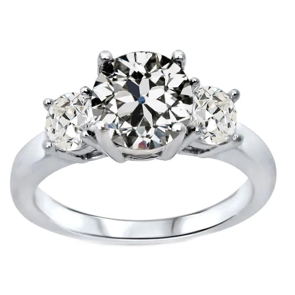 3 Stone Round Old Mine Cut Natural Diamond Engagement Ring 4 Carats HarryChadEntcom Rings 3 Stone Round Old Mine Cut Natural Diamond Engagement Ring 4 Carats HarryChadEntcom Rings