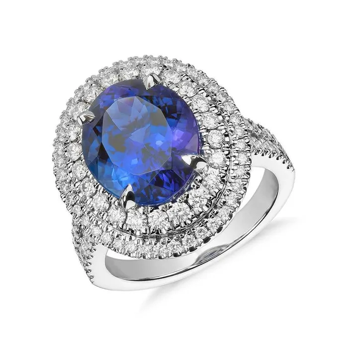 615 Carats Oval Tanzanite And Natural Earth Mined Diamonds Wedding Ring White Gold 14K GB Rings 615 Carats Oval Tanzanite And Natural Earth Mined Diamonds Wedding Ring White Gold 14K GB Rings