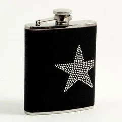 6 Oz Stainless Steel Black Leatherette Flask Star Bey Berk Bracelets