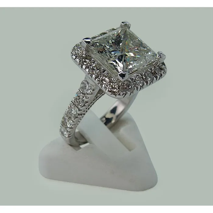 85 Carats Huge Princess Lab Grown Diamond Ring With Accents White Gold 14K GB Rings 85 Carats Huge Princess Lab Grown Diamond Ring With Accents White Gold 14K GB Rings