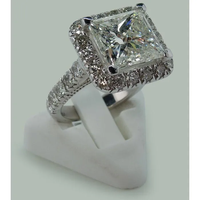 85 Carats Huge Princess Lab Grown Diamond Ring With Accents White Gold 14K GB Rings 85 Carats Huge Princess Lab Grown Diamond Ring With Accents White Gold 14K GB Rings