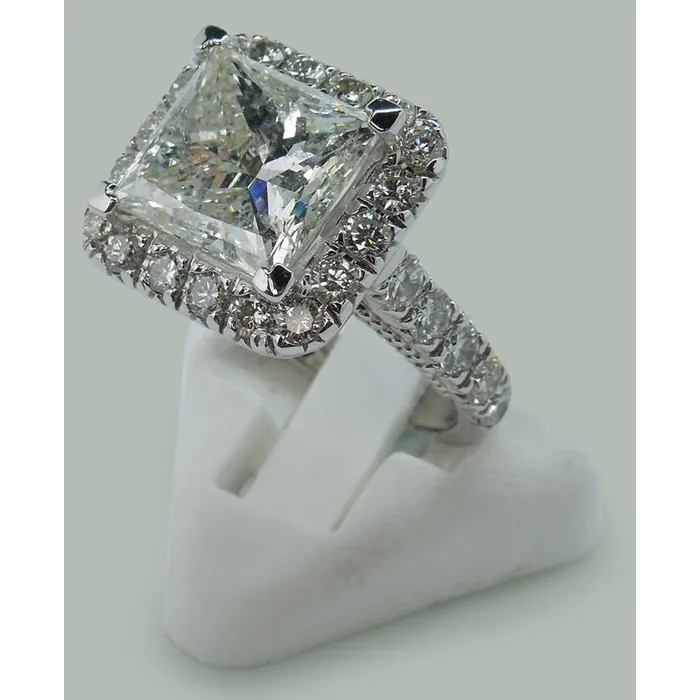 85 Carats Huge Princess Lab Grown Diamond Ring With Accents White Gold 14K GB Rings 85 Carats Huge Princess Lab Grown Diamond Ring With Accents White Gold 14K GB Rings