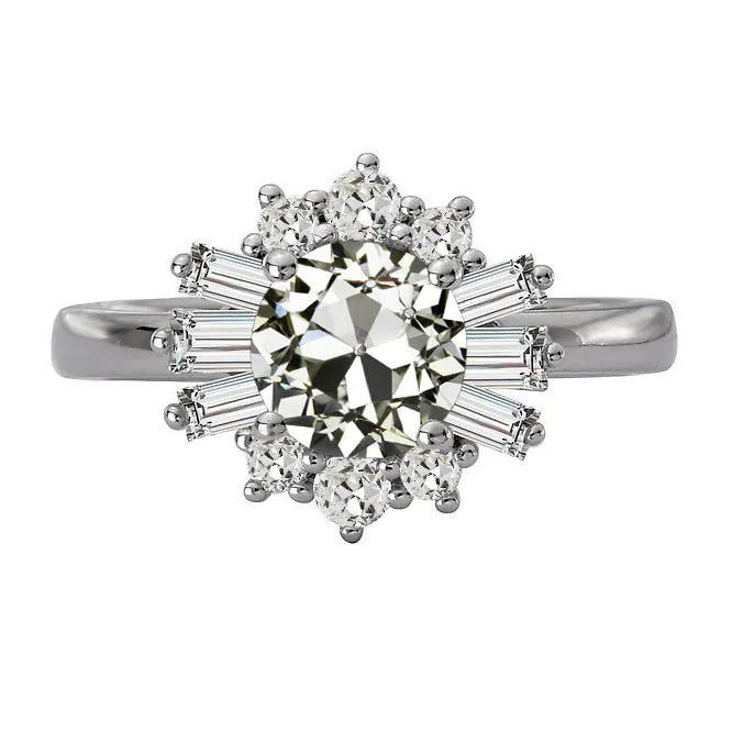 Baguette Round Old Mine Cut Real Natural Earth Mined Diamond Halo Ring 6 Carats Gold HarryChadEntcom Rings Baguette Round Old Mine Cut Real Natural Earth Mined Diamond Halo Ring 6 Carats Gold HarryChadEntcom Rings