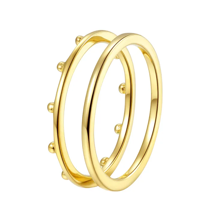 Beaded Halo Ring Set Sterling Silver Gold Hey Happiness Rings