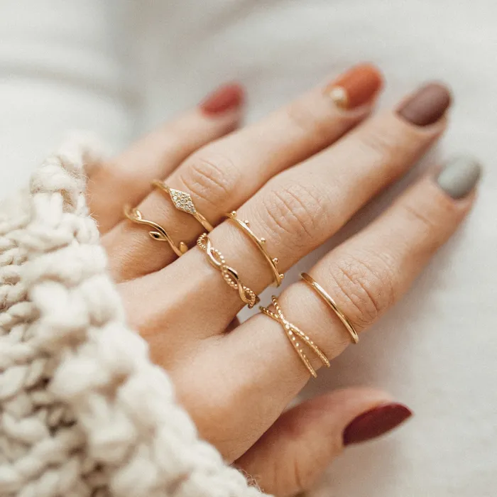 Beaded Halo Ring Set Sterling Silver Gold Hey Happiness Rings Beaded Halo Ring Set Sterling Silver Gold Hey Happiness Rings