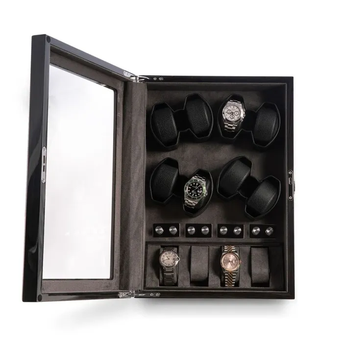 Bey Berk Louis Ash Wood High Laqcuer Eight Watch Winder and Storage Case Bey Berk Watches