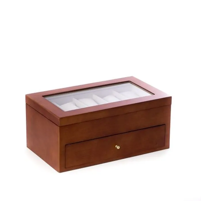 Bey Berk Watches Bey Berk Cherry Wood 20 Watch Box With Glass Top Drawer Bey Berk Watches Bey Berk Cherry Wood 20 Watch Box With Glass Top Drawer