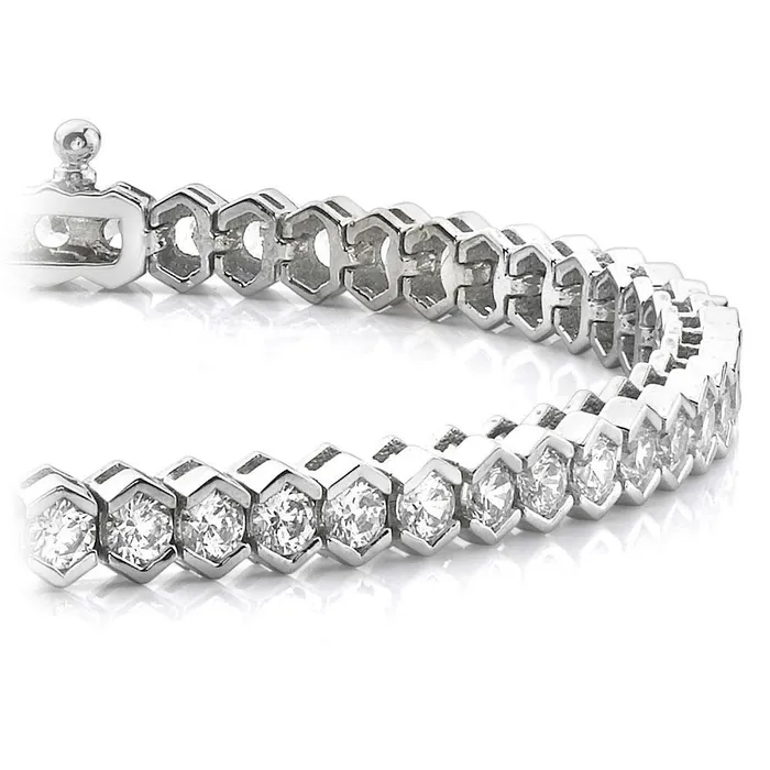 Bracelets 840 Ct Half Bezel Set Round Natural Earth Mined Diamond Tennis Bracelet White Gold GB Bracelets 840 Ct Half Bezel Set Round Natural Earth Mined Diamond Tennis Bracelet White Gold GB