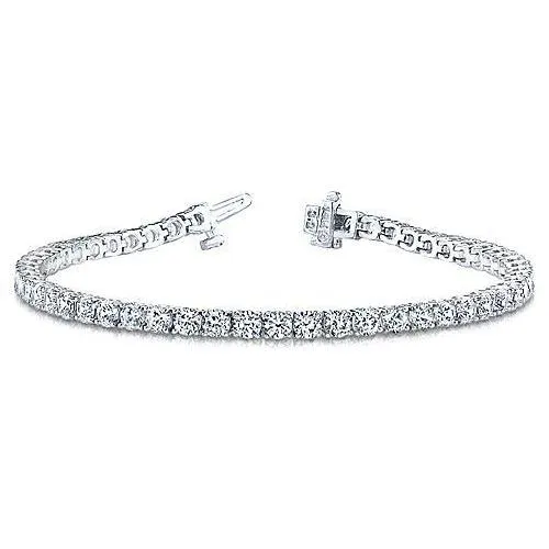 Bracelets GB 14K White Gold Sparkling Round Real Natural Earth Mined Diamond Tennis Bracelet 750 Carats Bracelets GB 14K White Gold Sparkling Round Real Natural Earth Mined Diamond Tennis Bracelet 750 Carats
