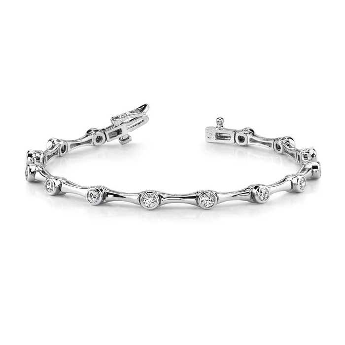 Bracelets GB 35 Carats Round Cut Real Natural Earth Mined Diamonds Column Link Bracelet White Gold 14K Bracelets GB 35 Carats Round Cut Real Natural Earth Mined Diamonds Column Link Bracelet White Gold 14K
