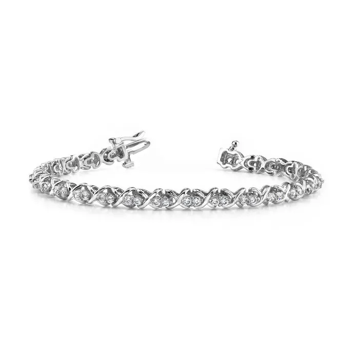 Bracelets GB Beautiful Round Double Natural Earth Mined Diamond X Style Link Bracelet White 540 Ct Bracelets GB Beautiful Round Double Natural Earth Mined Diamond X Style Link Bracelet White 540 Ct