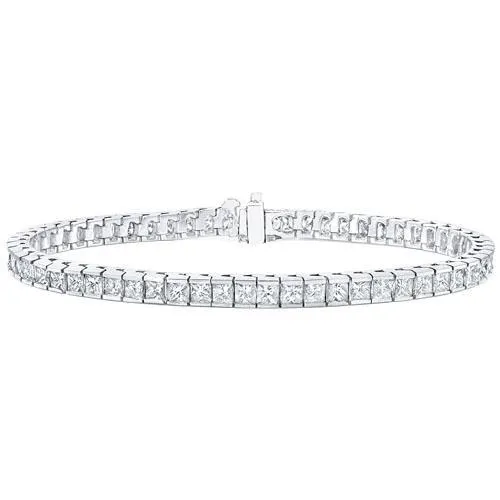 Bracelets GB Channel Set Bracelet 855 Carats Princess Cut Natural Earth Mined Diamonds WG 14K Bracelets GB Channel Set Bracelet 855 Carats Princess Cut Natural Earth Mined Diamonds WG 14K