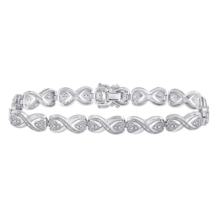Bracelets GND GND Sterling Silver Womens Round Diamond Infinity Bracelet 14 Cttw Bracelets GND GND Sterling Silver Womens Round Diamond Infinity Bracelet 14 Cttw